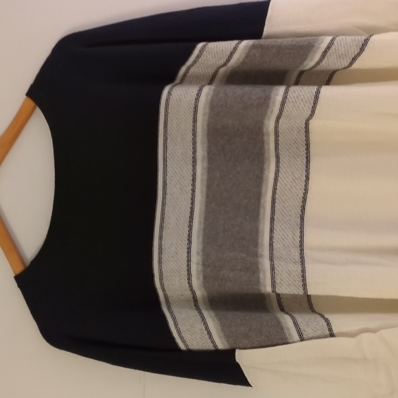 Loft oversized lagenlook Cotton Wool Blend Navy And White sweater tunic - Picture 8 of 9